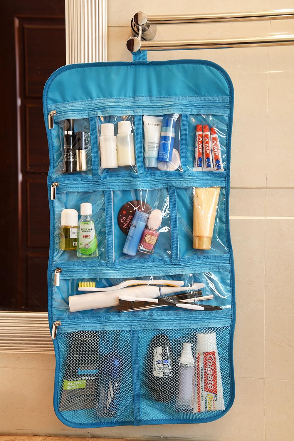 Freegrace Premium Hanging Toiletry Travel Bag - Cosmetic, Jewelry, Toiletry & Accessory Storage Organizer Bag, Large Size, Various Compartments