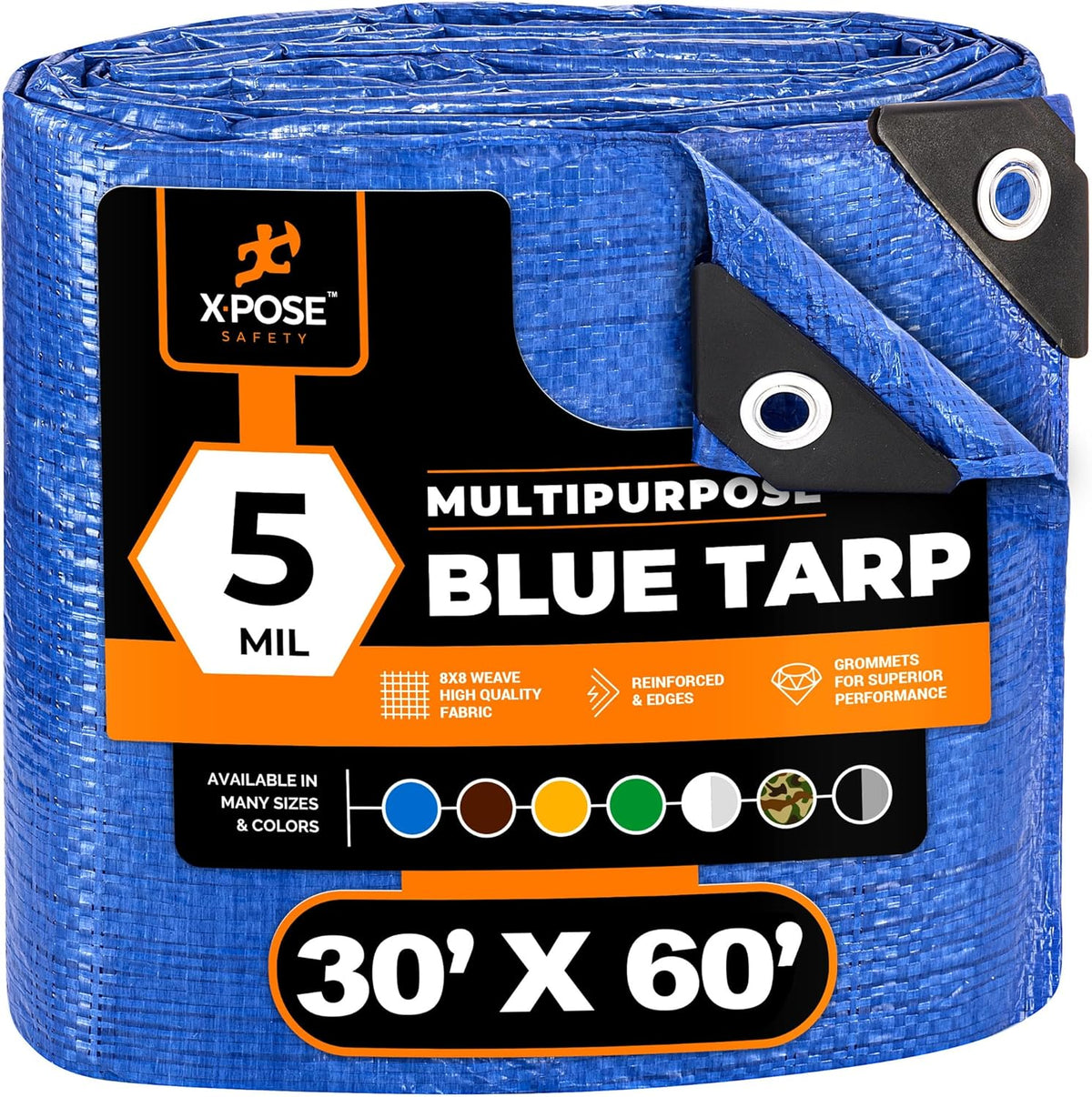 Better Blue Poly Tarp 30' x 60' - Multipurpose Protective Cover - Lightweight, Durable, Waterproof, Weather Proof - 5 Mil Thick Polyethylene - by Xpose Safety