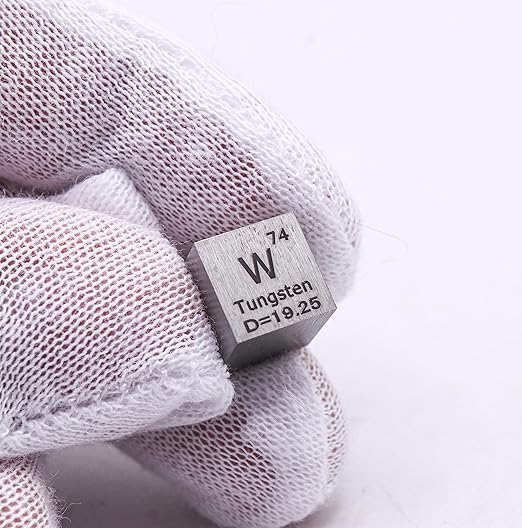 0.39" 10mm Tungsten Wolfram Metal Cube W up to 99.9% Pure Periodic Table Element Engraved Density Collection Science Education Display Block Cube + Acrylic Case Box - 1PC