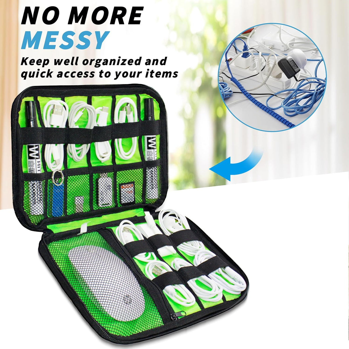 Electronics Organizer,Travel Cord Organizer Pouch, Portable Cable Organizer Bags,Travel Electronic Accessories Storage Case for Cables, Cords, Charger, Phone (Royal Blue)