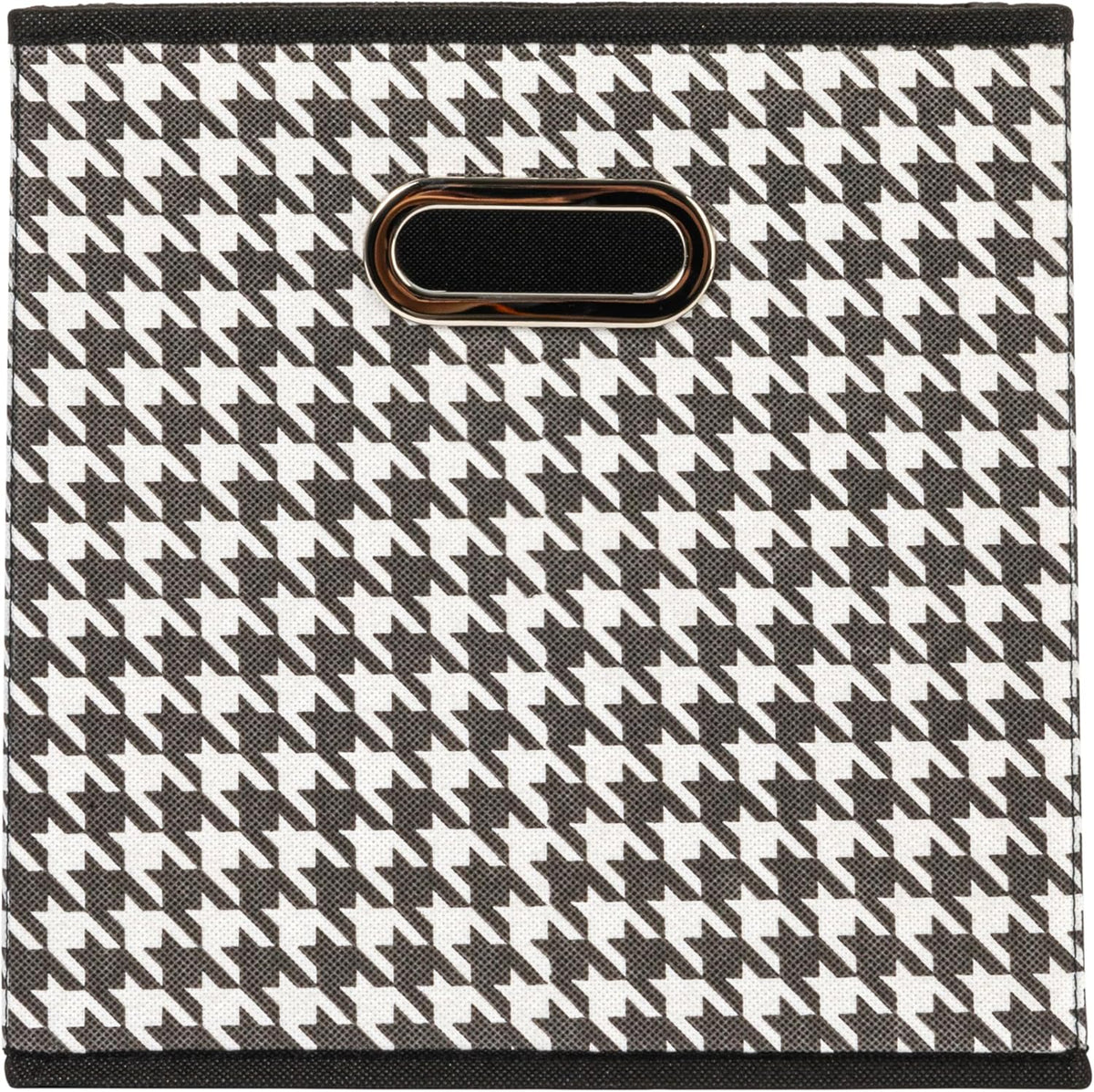 Household Essentials Fabric Storage Bins 6 Piece Set, Houndstooth White and Black