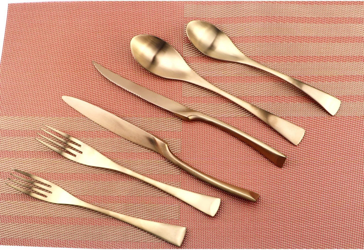 6-Piece Flatware Set,Extra Thick Heavy Duty - 18/10 Stainless Steel Cutlery Sets,High Matte Finish Rose Gold Flatware Sets Service for 1,Multipurpose Use for Home,Kitchen Utensil Sets