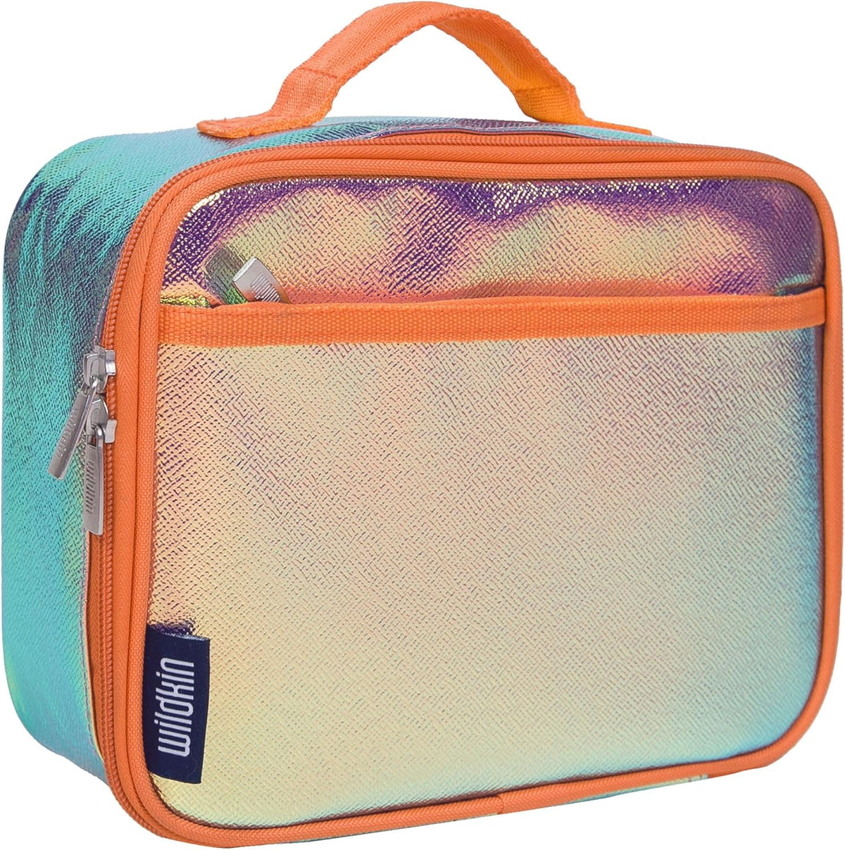 Wildkin Kids Insulated Lunch Box – Durable and Reusable for School & Travel - Orange Shimmer