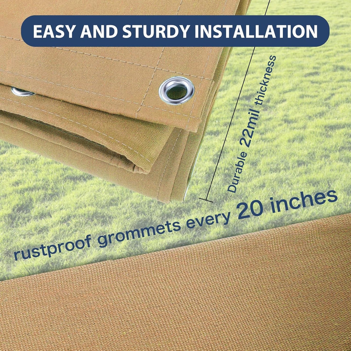 12’x12’ Canvas Tarps Heavy Duty Waterproof Tarpaulins with Aluminum Grommets,UV Resistant, 22Mil Multipurpose Drop Cloth, 14oz Cover Sheet for Outdoor and Indoor Use with Ropes Yellow