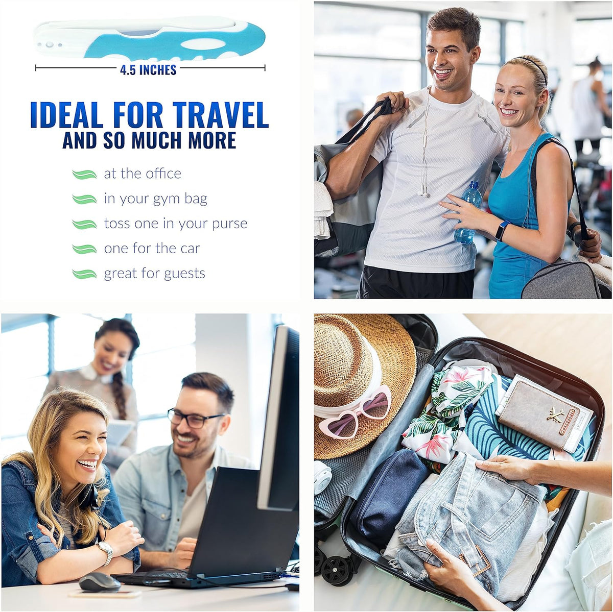 Portable Toothbrush Kit with Toothpaste, Built-in Cover, Folding Collapsible Travel Toothbrush (3 Pack - Medium)