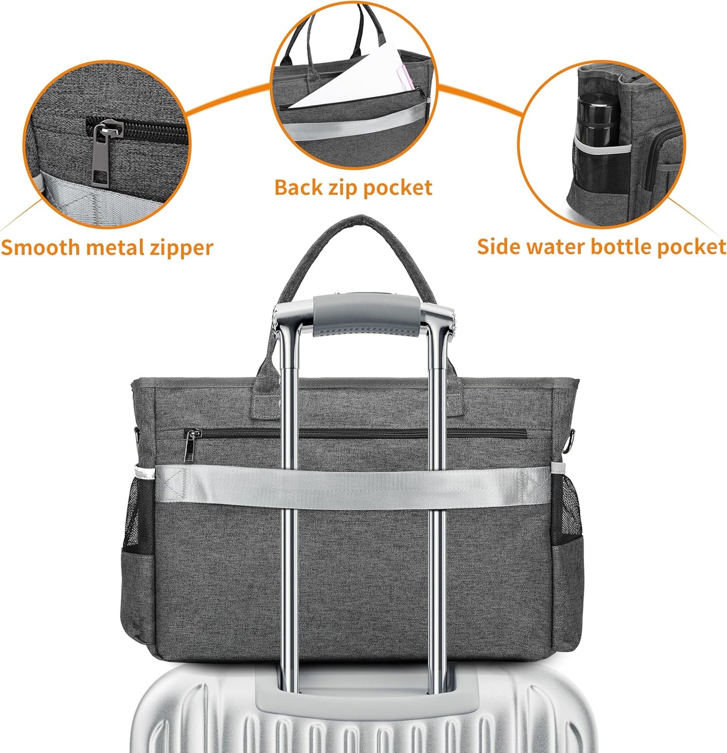 Laptop Tote Bag, Middle Size Computer Messenger Teacher Bag with 15.6'' Padded Laptop Sleeve