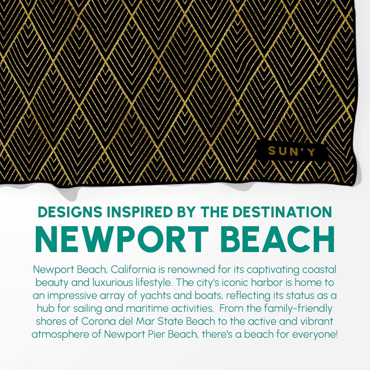 SUN'Y Waffle Microfiber Beach Towel – Sand Free, Quick Dry, Ultra Absorbent, Lightweight & Compact Travel Towel with Carry Bag - Large (63” x 31.5”), Newport