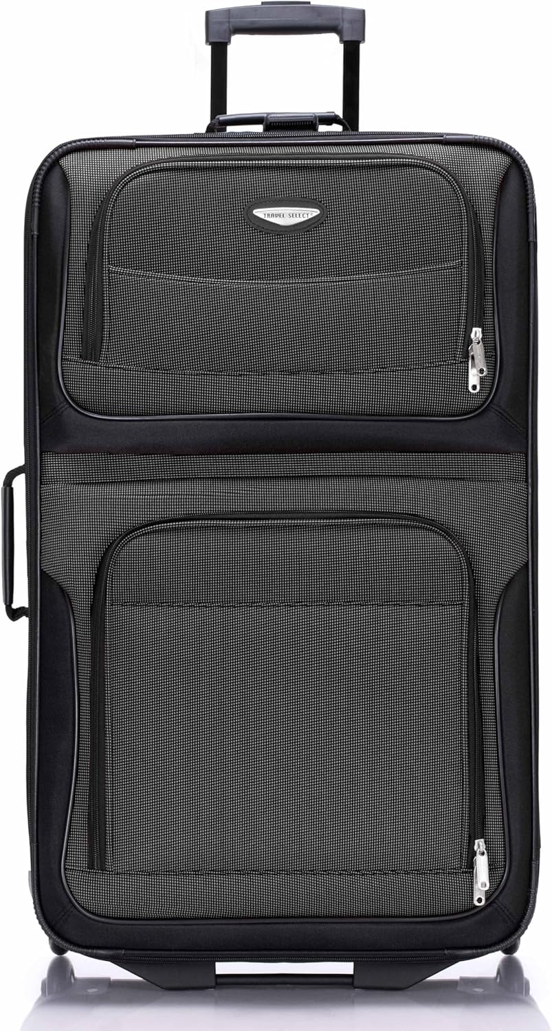 Travel Select Amsterdam 29-Inch Softside Expandable Rolling Upright Luggage, Lightweight 2-Wheel Check-In Suitcase with Push-Button Handle, Gray