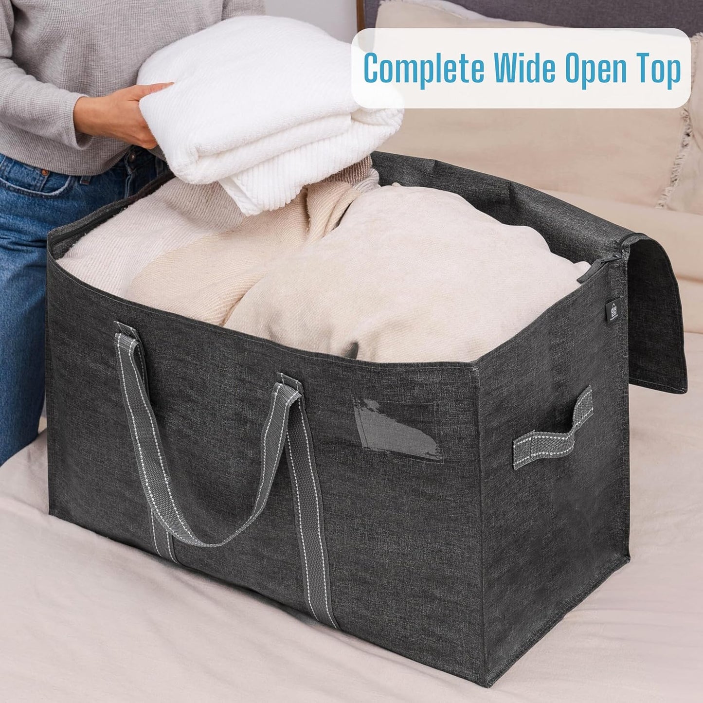 VENO 4 Pack Moving Bags, Heavy Duty, Moving Boxes Alternative, Packing Storage Supplies for Dorm Room Essentials with Zipper for Clothes, Extra Large Totes for Packaging (Dark Gray, 4 Pack)