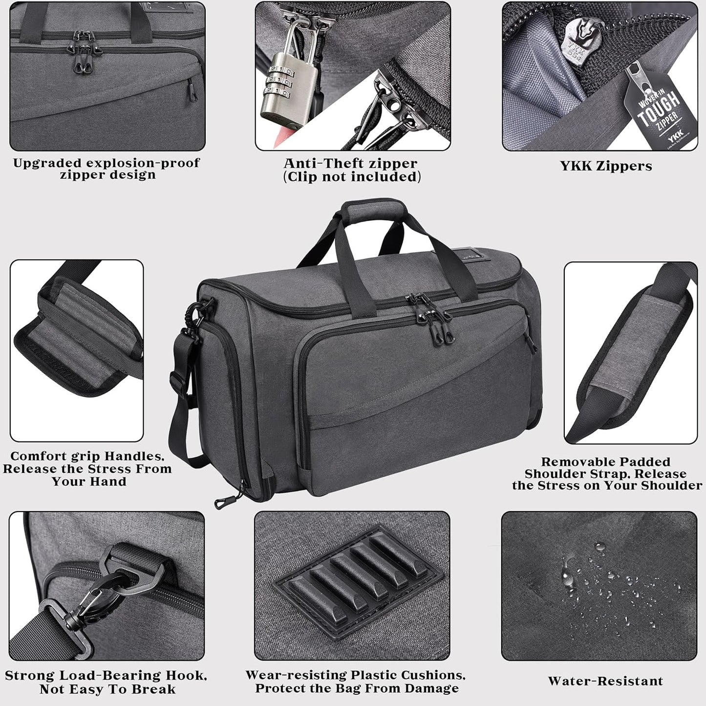 Travel Garment Duffle Bag with Laptop Compartment, RFID Blocking Convertible Suit Bag Name Tap Pocket Carry On 2 in 1 Hanging Suit Travel Duffel Work Pouch