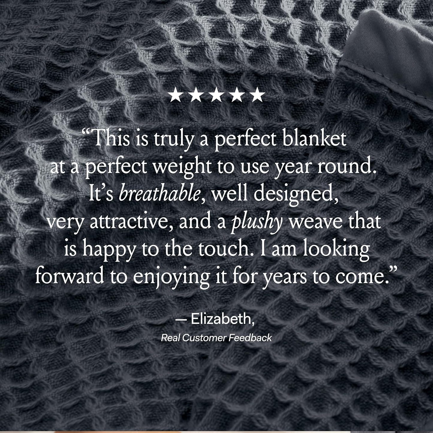 BOLL & BRANCH Waffle Bed Blanket - King/Cal King, Mineral - Luxury 100% Organic Cotton - Soft, Lightweight and Breathable - Textured Waffle Weave