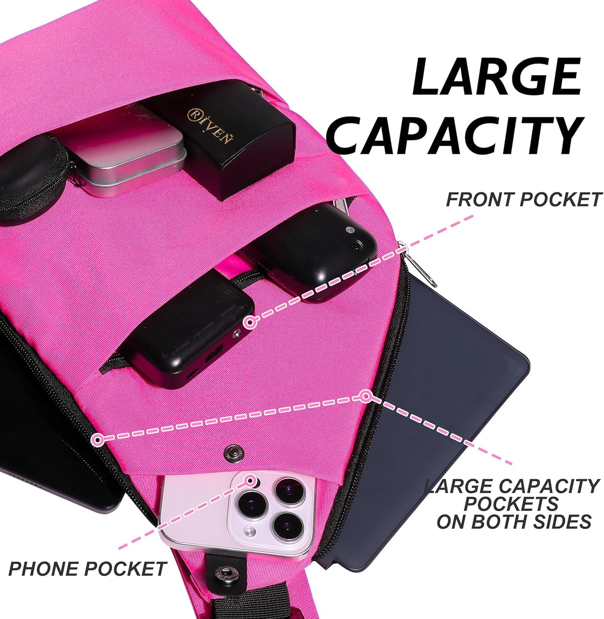 Anti Theft Crossbody Travel Bags for Women Men Cross Body Slim Sling Handbags with S Hook Antitheft