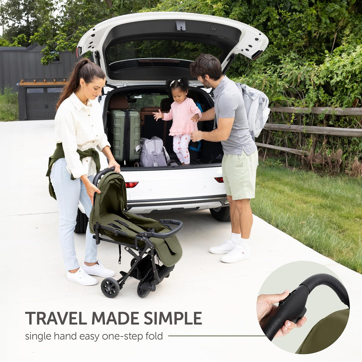 Lightweight Travel Stroller for Baby & Toddlers - Easy Fold & Compact Stroller with Canopy, Storage Basket, Multi-Position Recline & Convenient One-Hand Fold (Green)