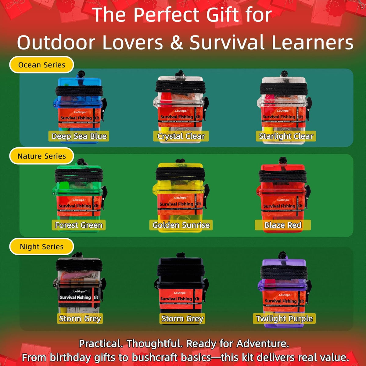 Mini Survival Fishing Kit Small Emergency Fishing Gear Box Pocket Fishing Tackle Travel Fishing Shoebox Surf Survivalist Fishing Accessories Pack Gifts for Fishing Starter Men