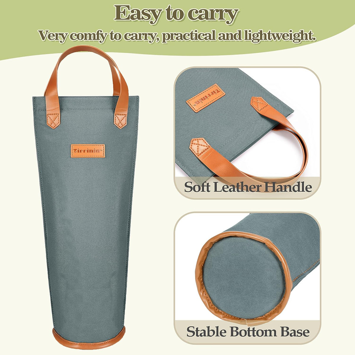 Tirrinia Single Wine Carrier Tote, Insulated Wine Cooler Bag for Travel, Picnic, & Wine Gifts – Thermal Padded Wine Bottle Holder Tote for Men & Women, Wine Gift for Wine Lovers,Gray