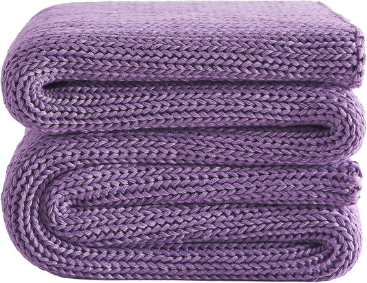 L'AGRATY Knitted Weighted Blanket - 60"x80" 15lbs Cooling Chunky Knit Heavy Blanket for Adults Braided Crochet Throw Thick Cable Yarn Knit Decorative No Beads Evenly Weighted Machine Washable