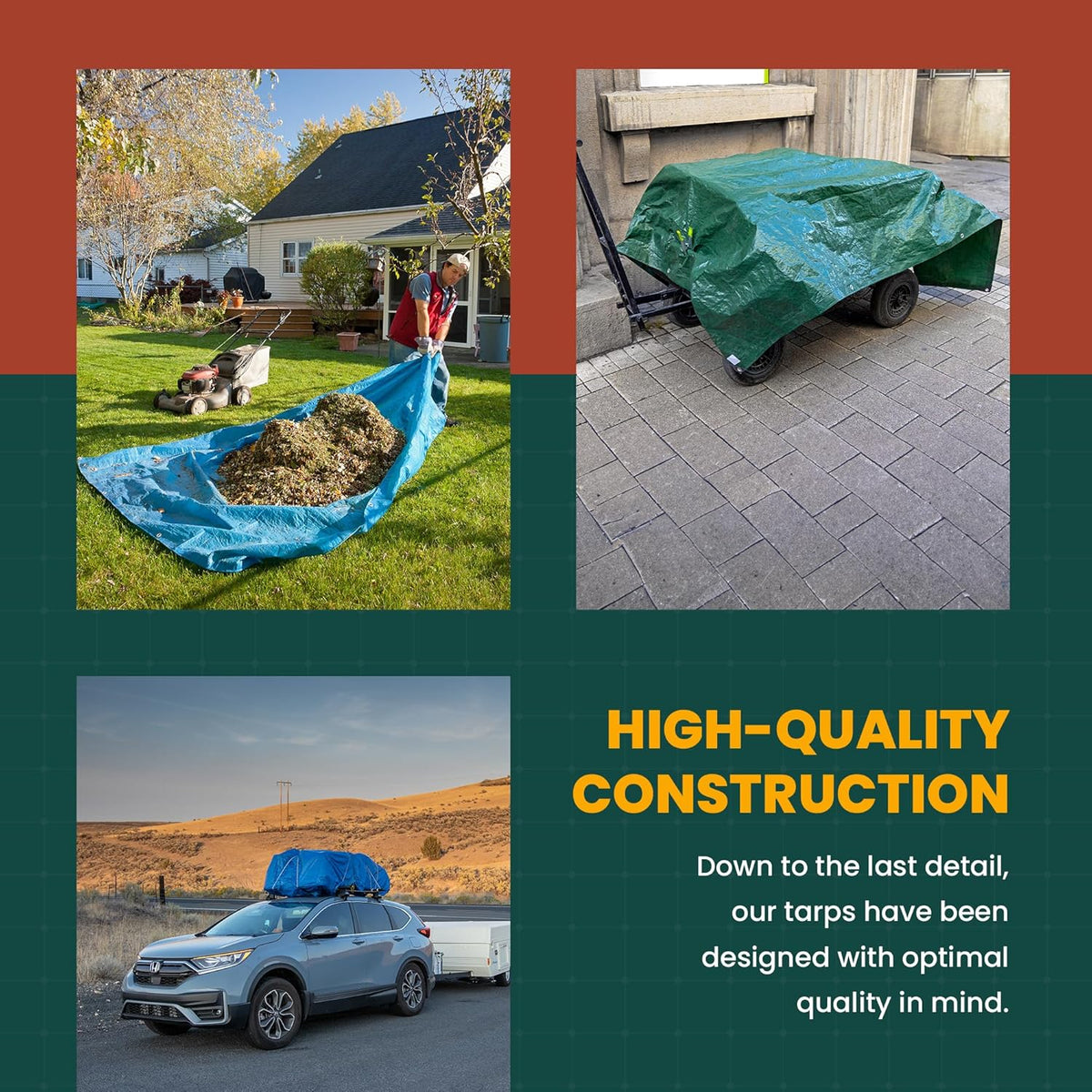 Large Waterproof Tarp - Heavy Duty 10 Mil Thick Poly Tarpaulin Ideal for Canopy Tents, Boats, RV or Pool Covers - Multipurpose Protective Tarps with Grommets for Indoor and Outdoor Use | 50' x 50'