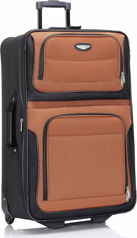 Travel Select Amsterdam 29-Inch Softside Expandable Rolling Upright Luggage, Lightweight 2-Wheel Check-In Suitcase with Push-Button Handle, Orange