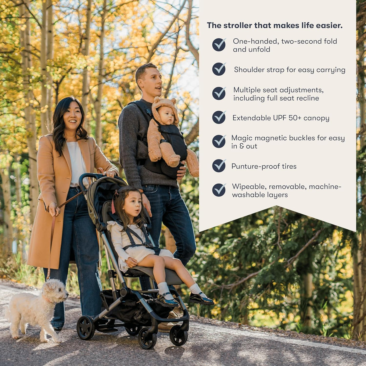 Colugo Navy Stroller - Lightweight, Compact, One Hand Fold, Travel Stroller with Rain Cover, Backpack and Cup Holder, JPMA Certified, UPF 50+ Canopy, 2 Seat Recline Positions, 16 lbs, Toddler