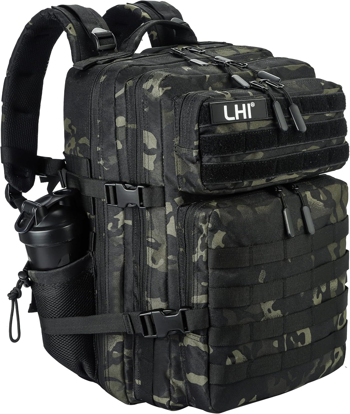 LHI Military Tactical Backpack for Men and Women 45L Army 3 Days Assault Pack Bag Large Rucksack with Molle System - Black CP