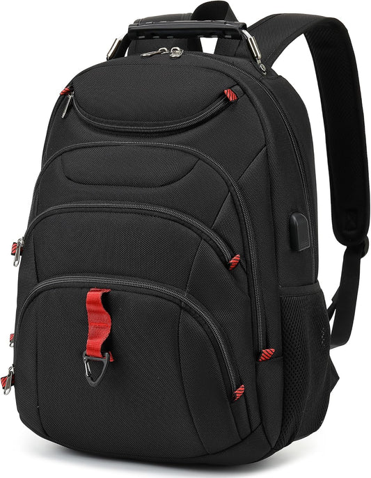 Boavan Laptop Backpack for men, 15.6 inch Laptop Bag with USB Port, Waterproof Travel Work Backpack Purse, Anti-Theft Teacher Nurse Doctor Casual Bookbags Office Business backpack，Black