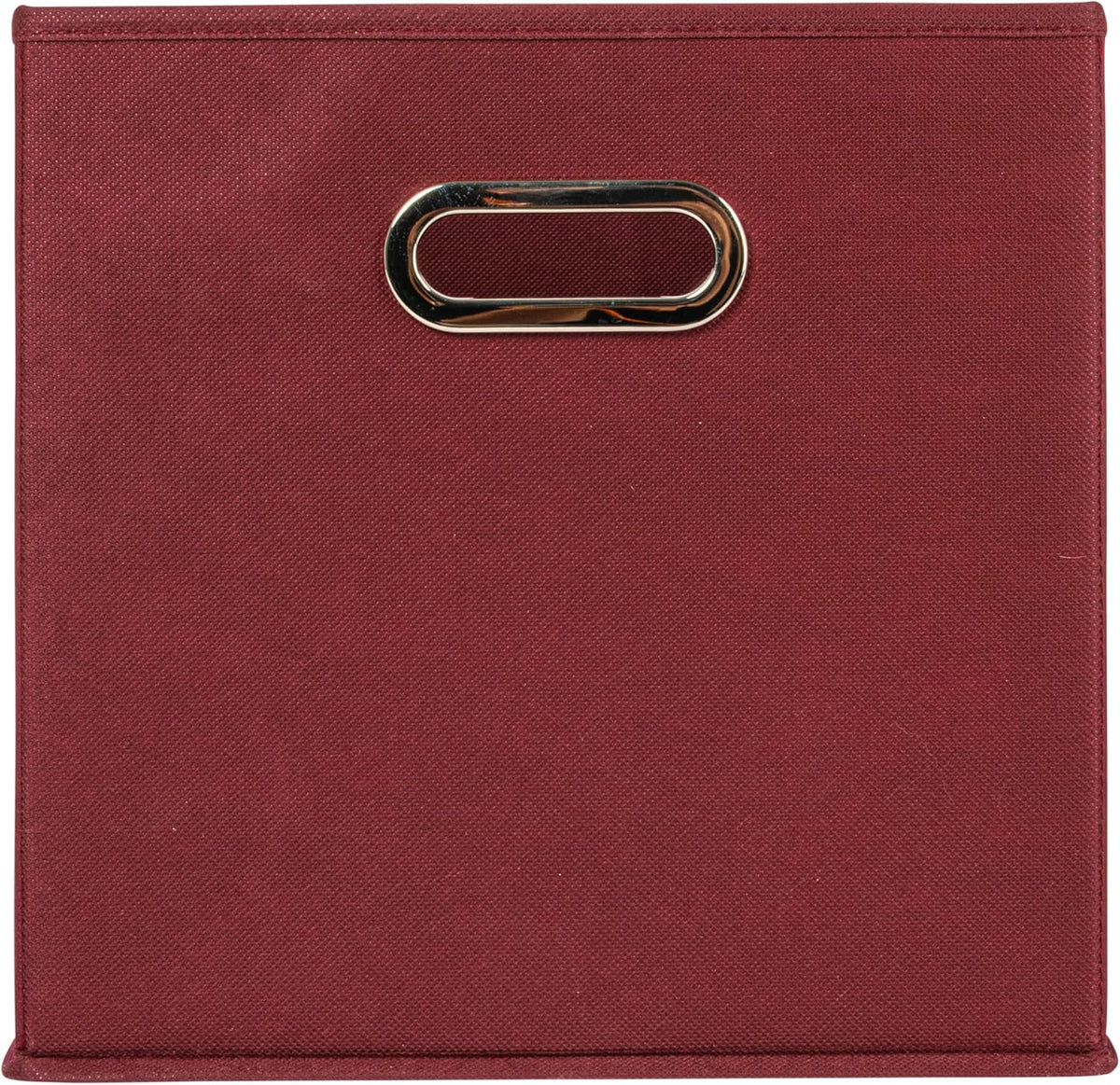 Household Essentials Fabric Storage Cube Bins, 6 Piece Set, Strong Poly-Woven Fabric, Chipboard Sides, Grommet Front Handle, Stackable and Foldable, Classic Design, Burgundy