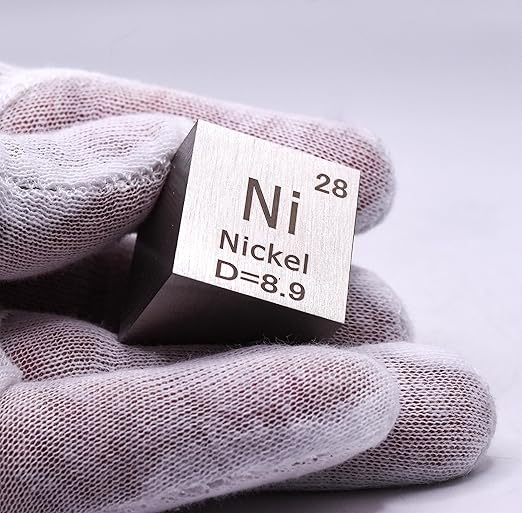 1" 25.4mm Nickel Metal Cube Ni up to 99.9% Pure Periodic Table Element Engraved Density Collection Science Education Display Block Cube + Acrylic Case Box - 1PC