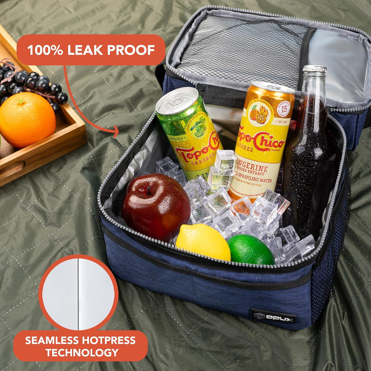 OPUX Lunch Box For Men Women, Insulated Large Lunch Bag Adult Work, Double Decker Lunchbox Meal Prep Dual Compartment Leakproof Lunch Cooler, Soft Lunch Pail Tote Boys Girls Kids School, Heather Gray