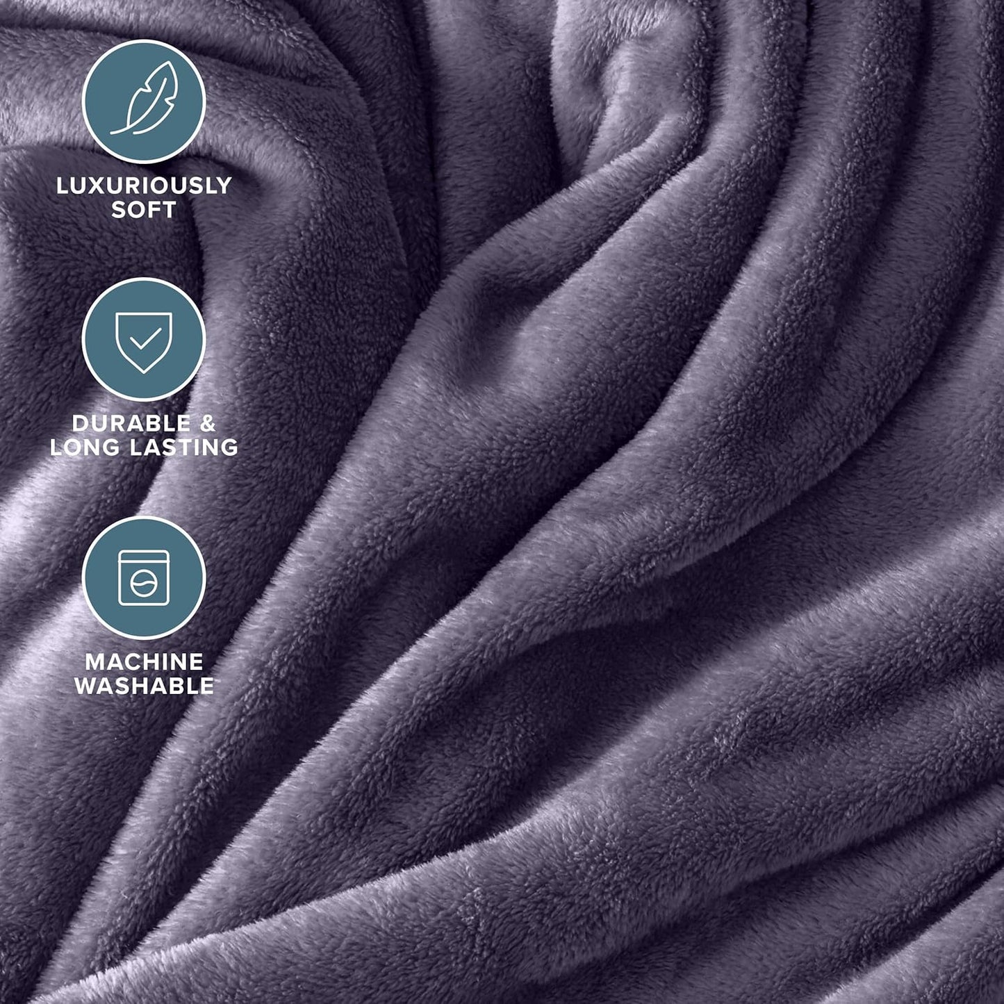 Bare Home Fleece Blanket - Throw/Travel - Ultra-Soft Lightweight for Bed, Sofa, and Couch - Luxury Microplush - Cozy Warm Blanket (Throw/Travel, Dusty Purple)