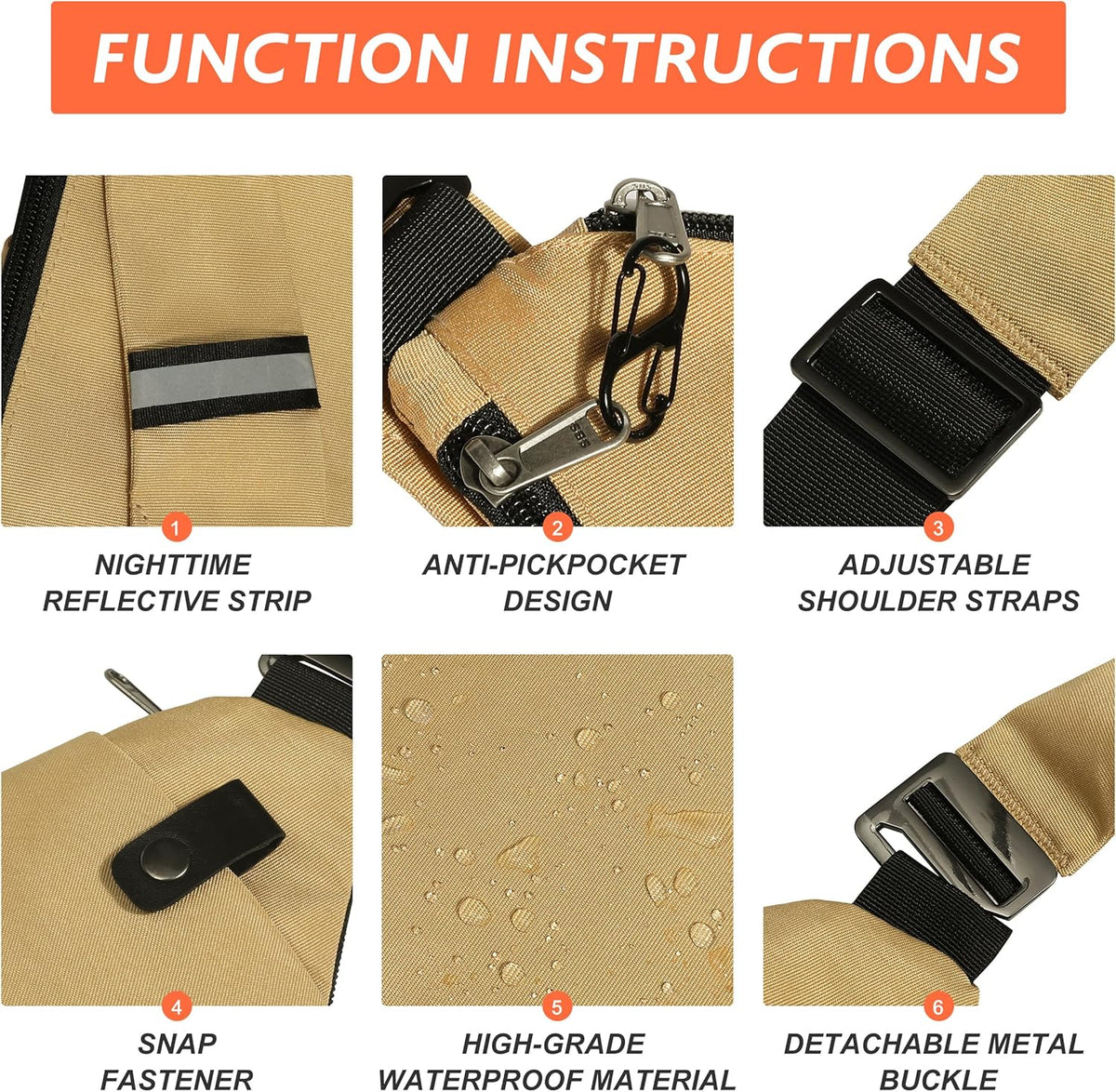 Anti Theft Crossbody Travel Bags for Women Men Cross Body Slim Sling Handbags with S Hook Antitheft