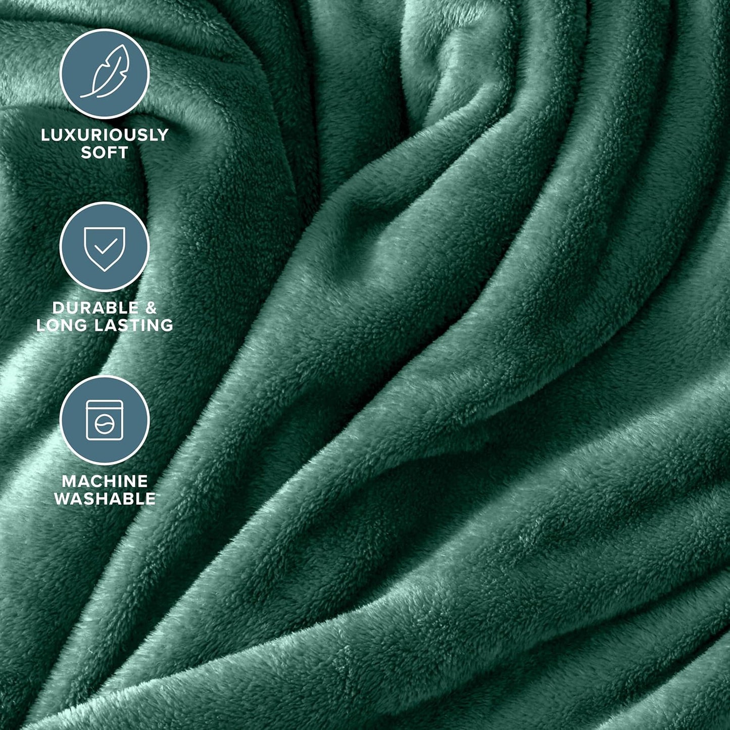 Bare Home Fleece Blanket - King Size - Ultra-Soft Lightweight for Bed, Sofa, and Couch - Luxury Microplush - Cozy Warm Blanket (King, Forest Green)