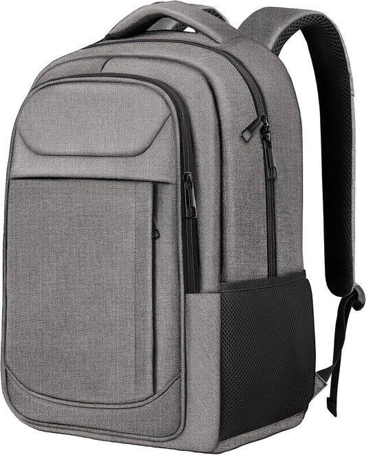 Travel Backpack, Large Travel Backpack, 17 Inch Laptop Bag, Water Resistant Durble Slim Casual Daypack College School Computer Bag Gift for Men & Women Fits 17.3 Inch Notebook, Grey