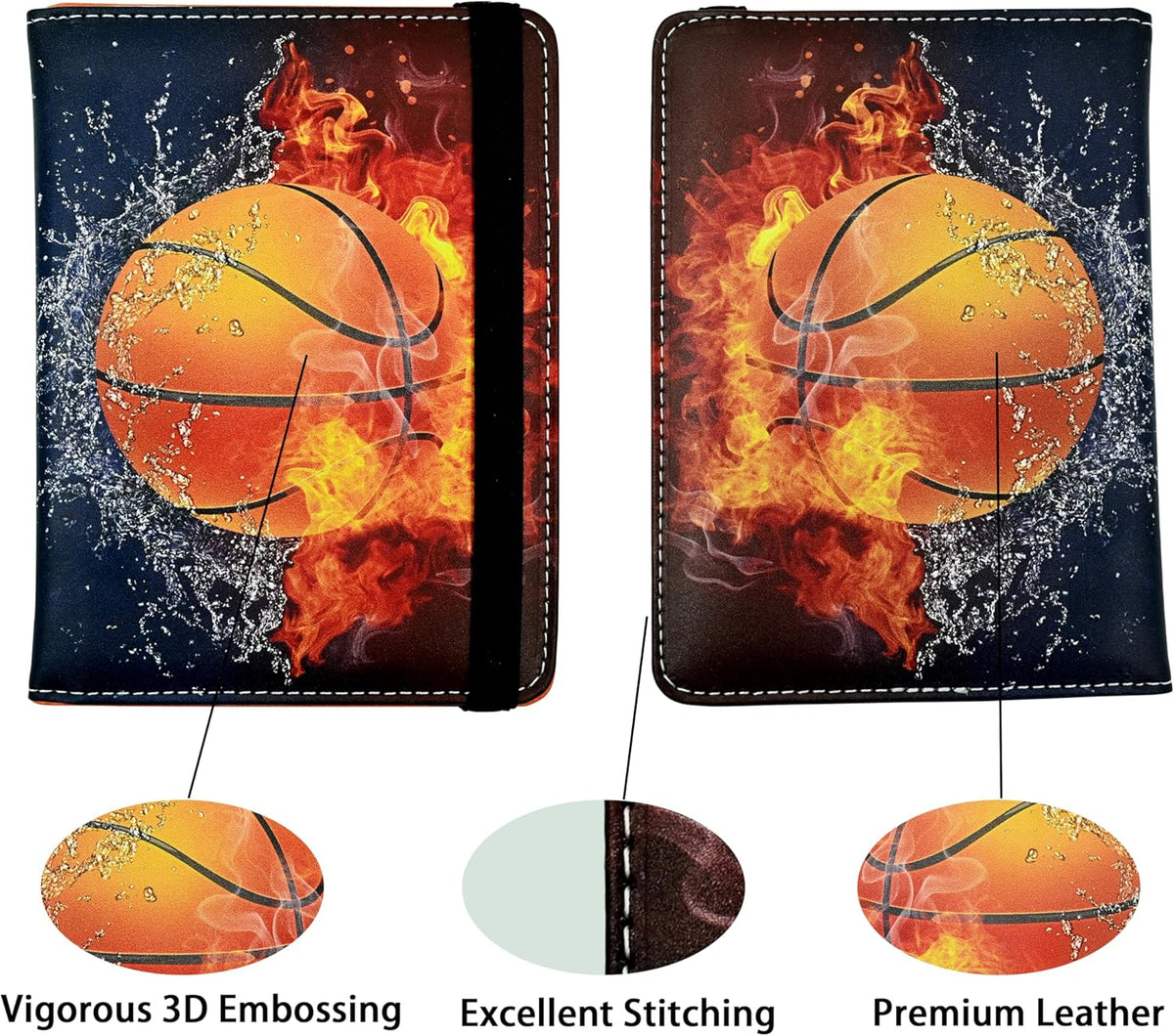 Basketball Passport Holder for Women and Men PU Leather Passport Cover for Travel