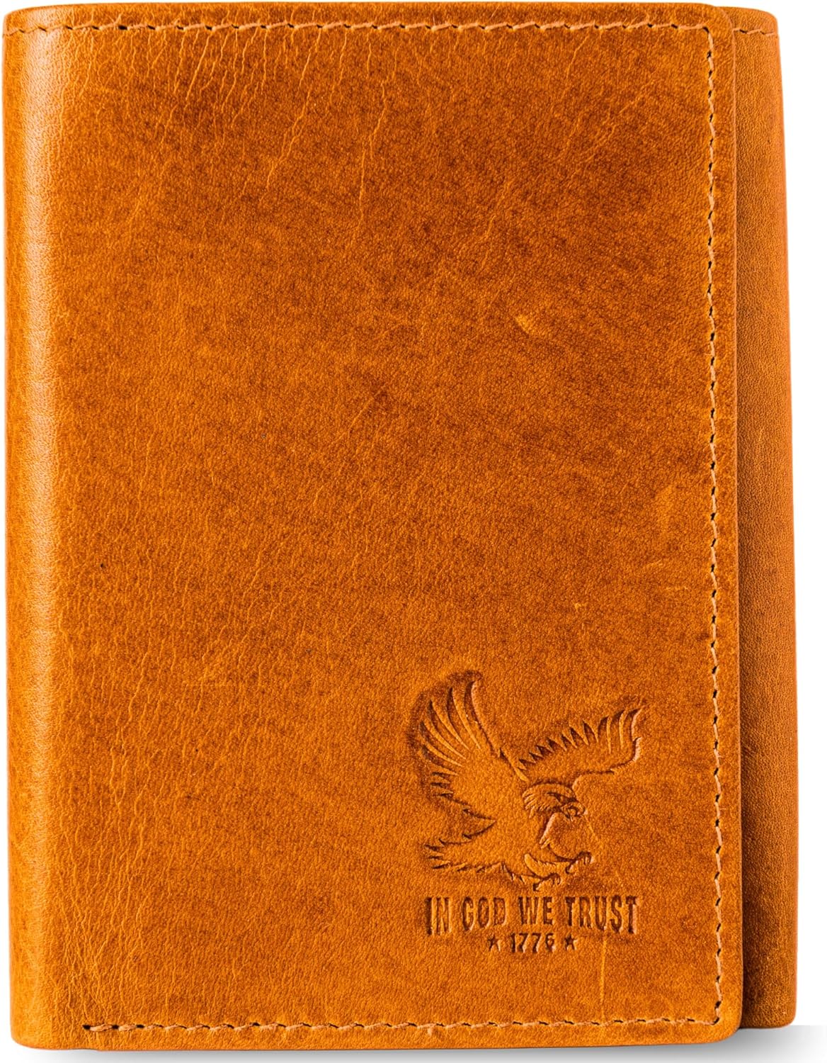 BULL GUARD Best Leather Men's RFID Trifold Wallet With ID Great Outdoor Wallet