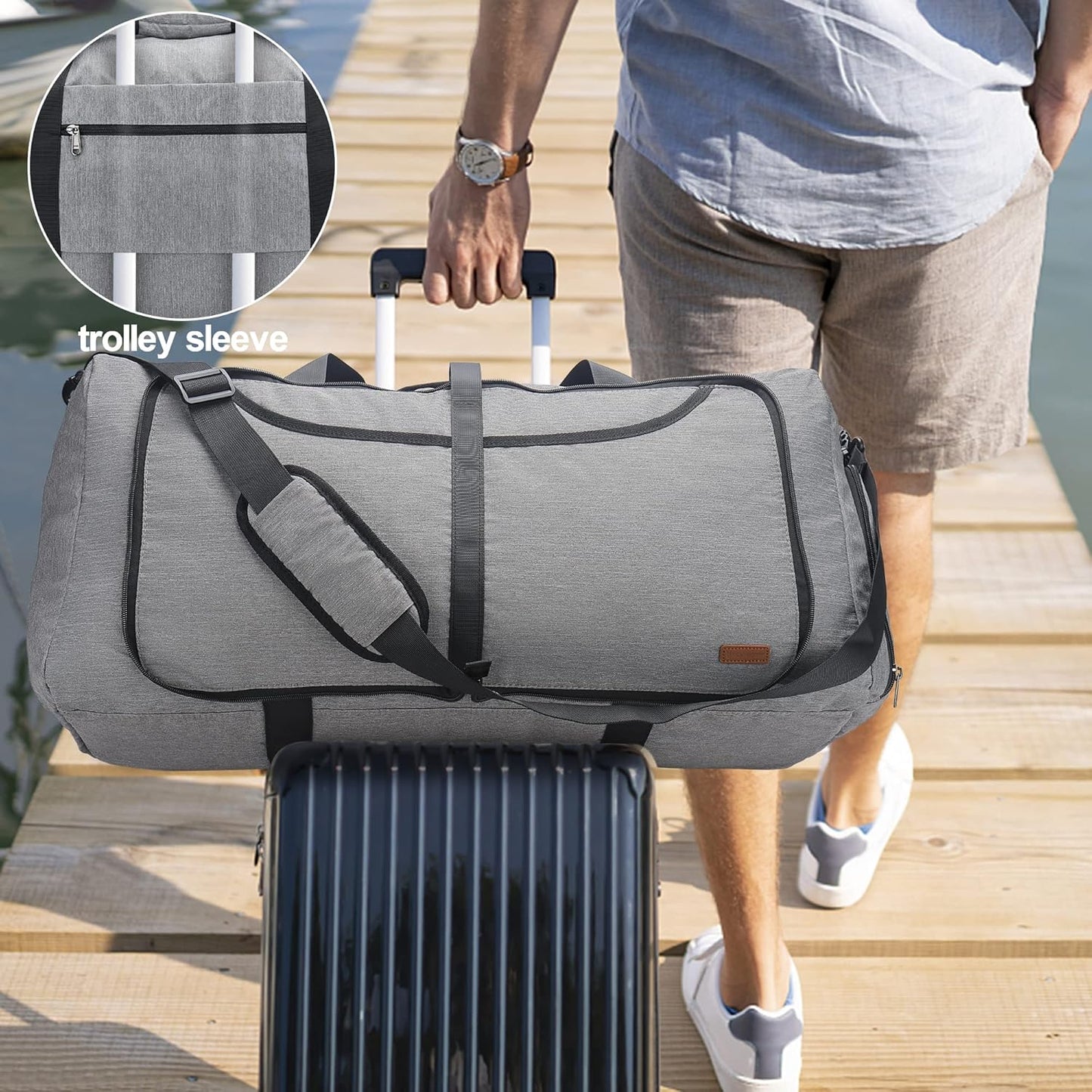 100L Duffle Bag for Travel, Large Foldable Waterproof Travel Duffel Bags Weekender Overnight Bag for Men and Women with Shoe Compartment