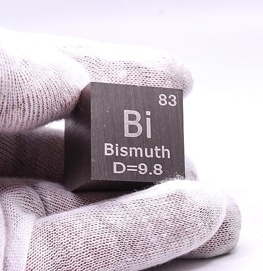 1" 25.4mm Bismuth Metal Cube Bi up to 99.9% Pure Periodic Table Element Engraved Density Collection Science Education Display Block Cube + Acrylic Case Box - 1PC