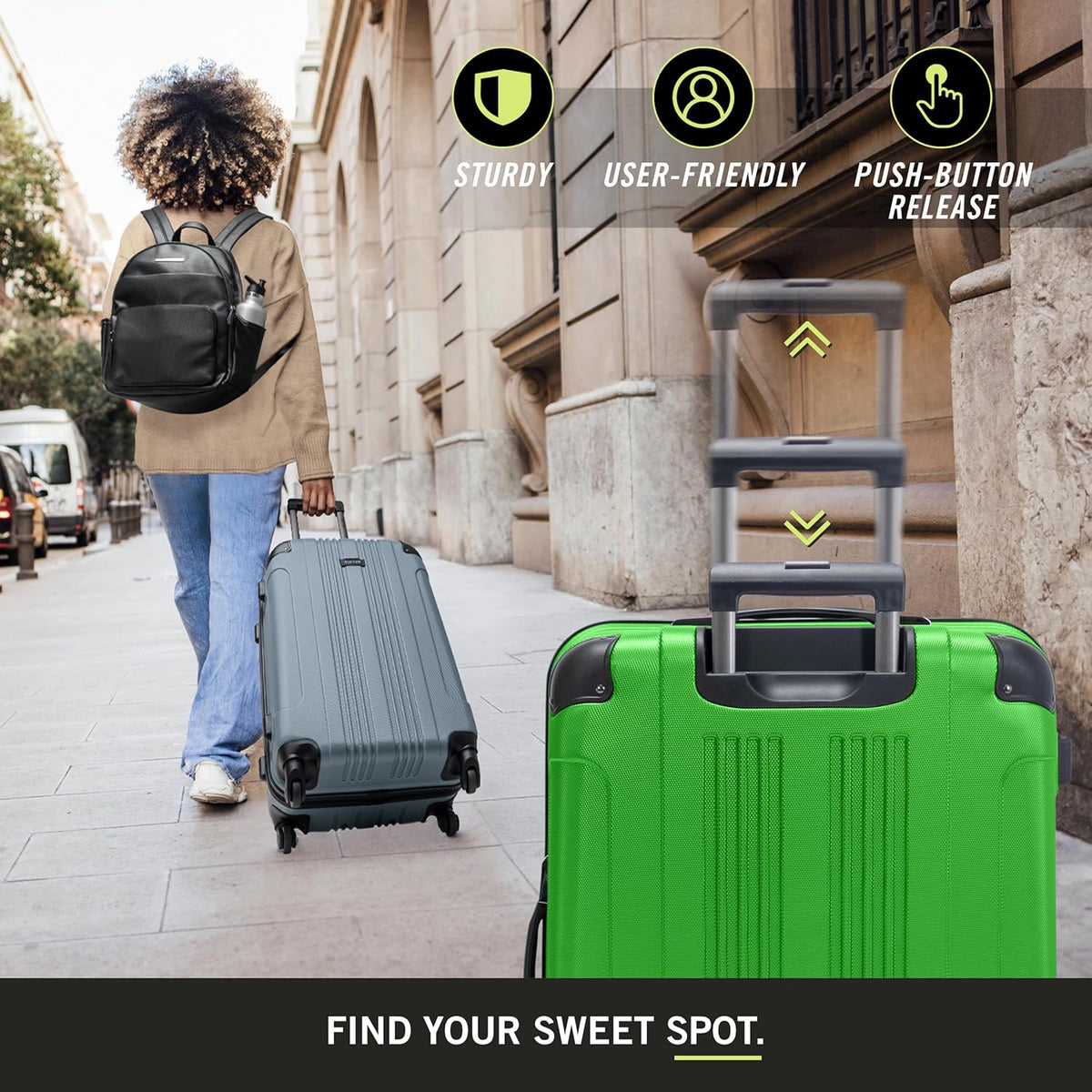 Kenneth Cole REACTION Out of Bounds Lightweight Hardshell 4-Wheel Spinner Luggage, Kelly Green, 2-Piece Set (20" & 28")