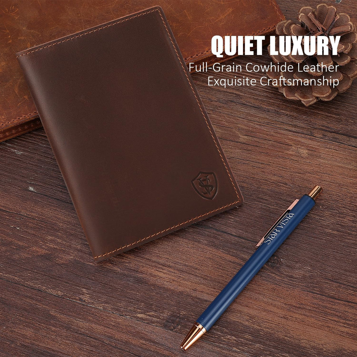 STAR VISTA Albatross Leather Travel Passport Holder, Minimalist Design, Full Grain Leather Case for Men and Women - Slim Passport Wallet, Bifold, RFID Blocking