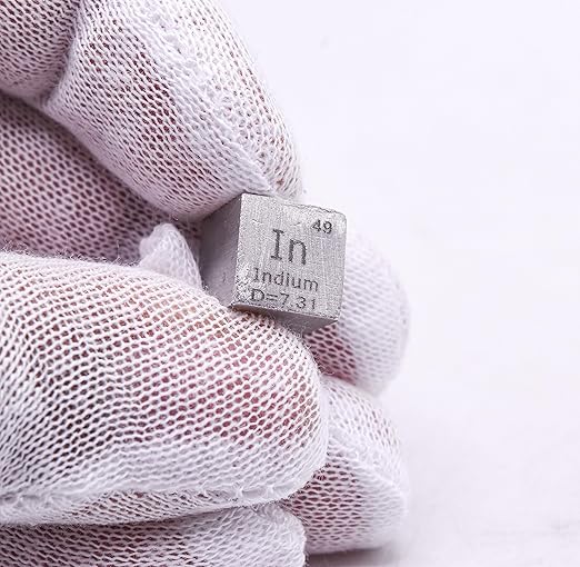 0.39" 10mm Soft Indium Metal Cube in up to 99.9% Pure Periodic Table Element Engraved Density Collection Science Education Display Block Cube + Acrylic Case Box - 1PC