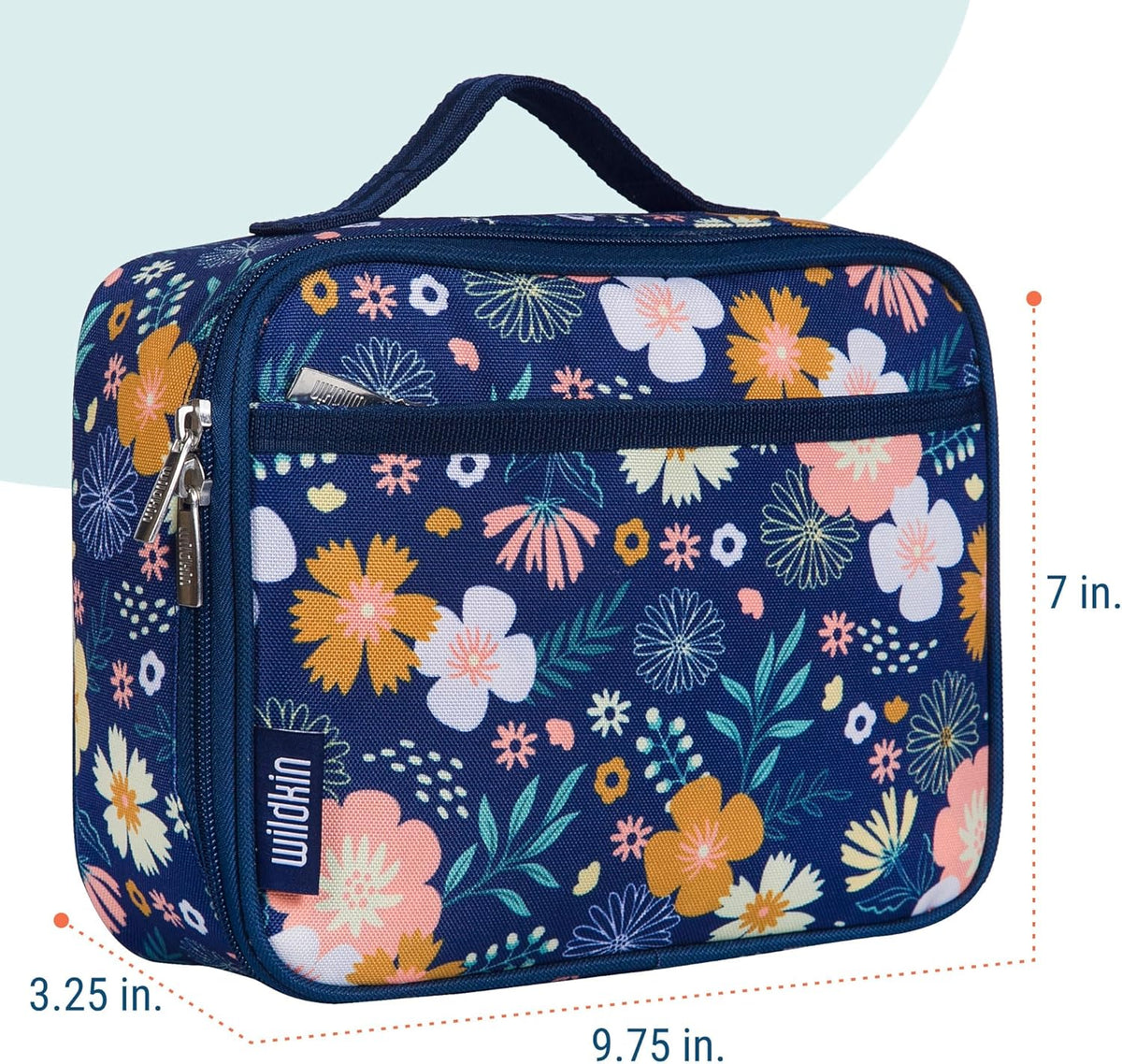 Wildkin Kids Insulated Lunch Box – Durable and Reusable for School & Travel - Wildflower Bloom