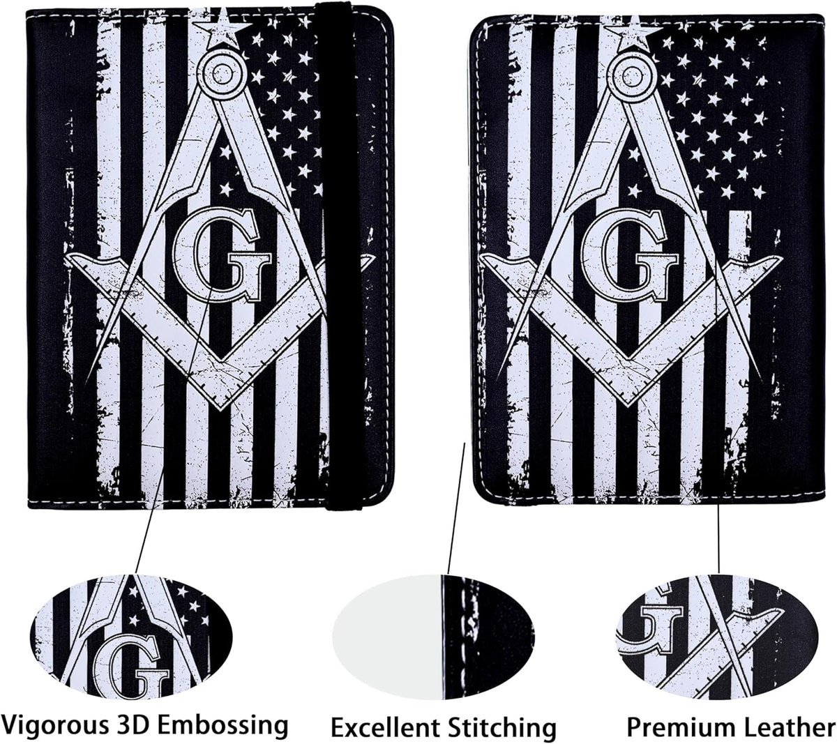 Passport Holder for Women and Men PU Leather Passport Cover for Travel (Masonic)