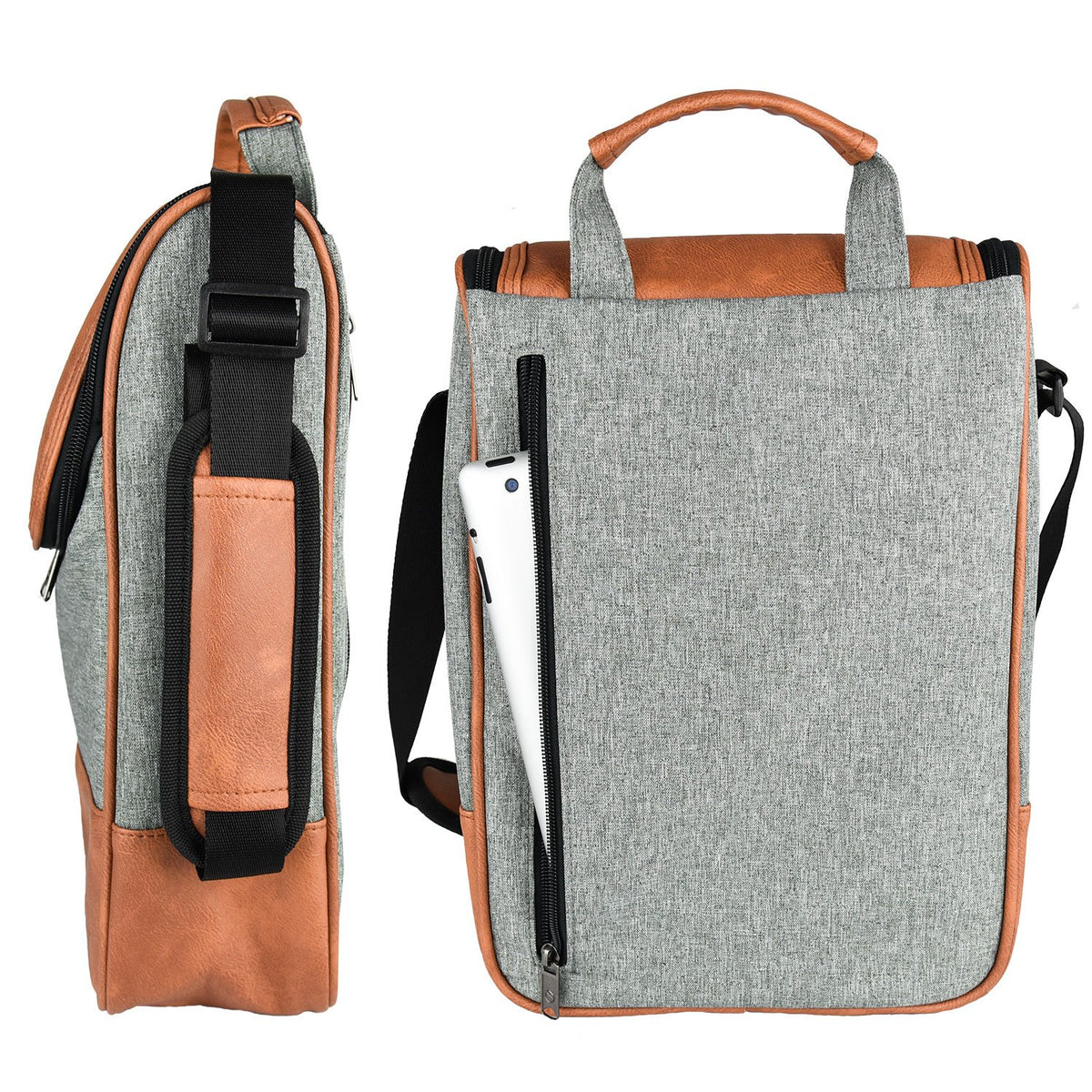 Freshore® Wine Leather Tote Cooler Insulated Bag - Luxury 2 Bottle Carrier Design For Lunch/Travel - Idea Gift For Women/Man (Reserve Place For Corkscrew Opener, Light Brown)
