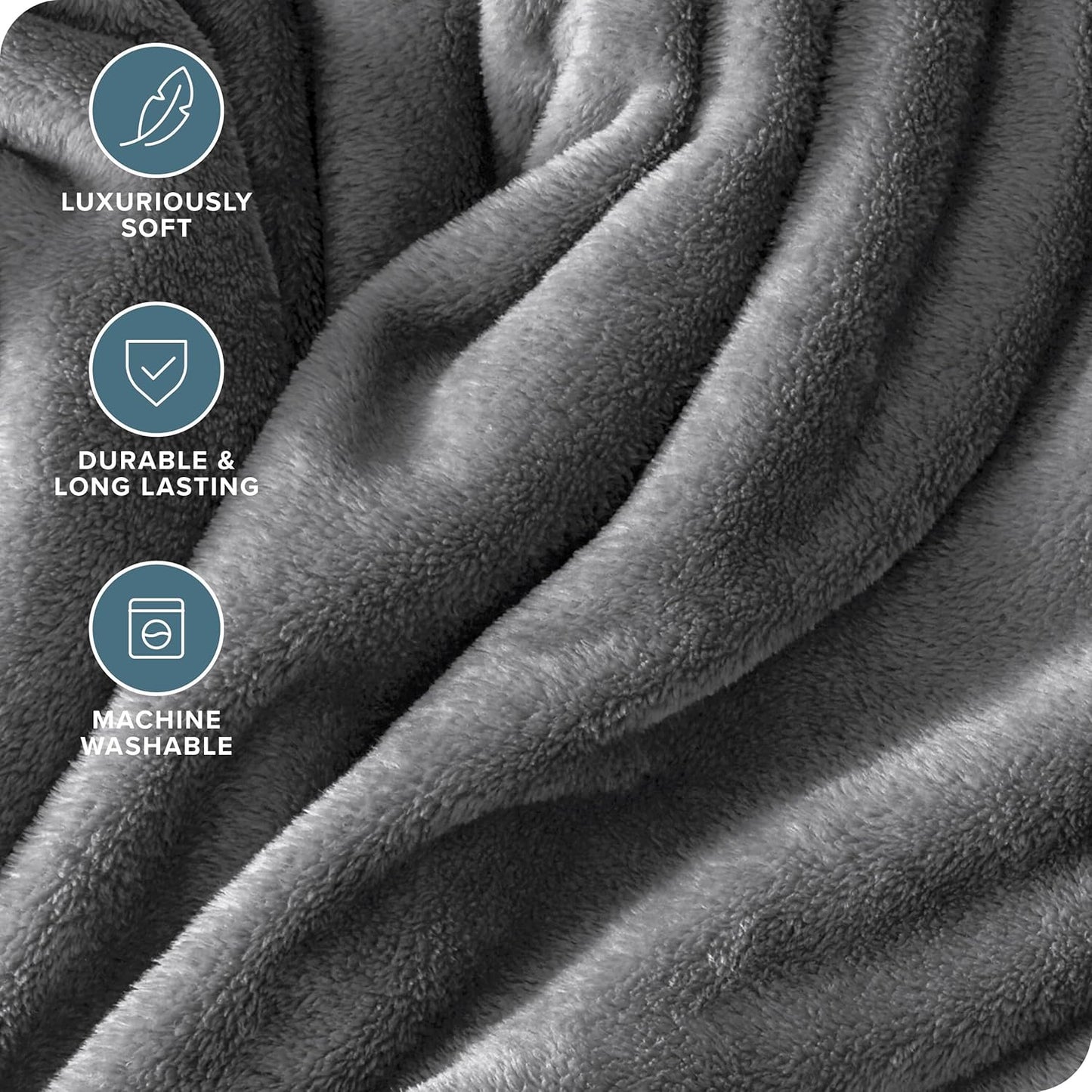 Bare Home Fleece Blanket - King Size - Ultra-Soft Lightweight for Bed, Sofa, and Couch - Luxury Microplush - Cozy Warm Blanket (King, Grey)