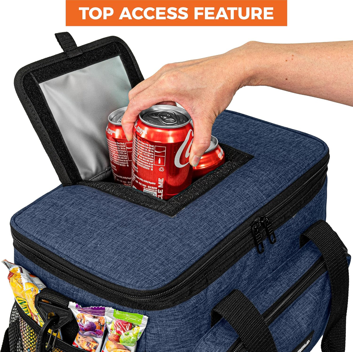OPUX Soft Cooler Bag, Insulated Collapsible Lunch Cooler Tote for Men Work Camping Beach Travel, Portable Soft Sided Leakproof Waterproof Large Lunch Bag Box with Shoulder Strap 30 Cans, Heather Navy