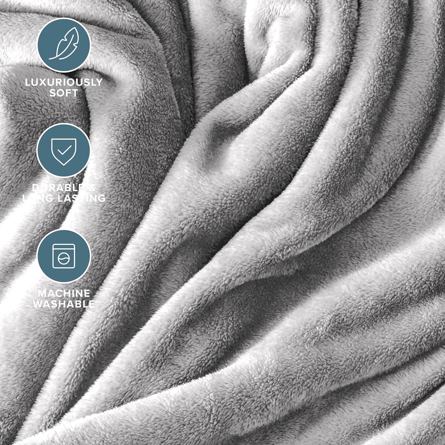 Bare Home Fleece Blanket - Twin/Twin Extra Long - Ultra-Soft Lightweight for Bed, Sofa, and Couch - Luxury Microplush - Cozy Warm Blanket (Twin/Twin XL, Light Grey)