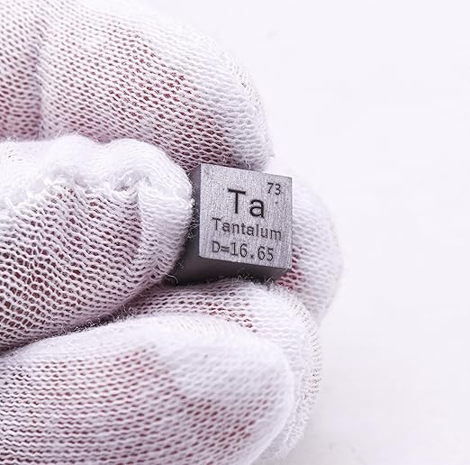 0.39" 10mm Tantalum Metal Cube Ta up to 99.9% Pure Periodic Table Element Engraved Density Collection Science Education Display Block Cube + Acrylic Case Box - 1PC