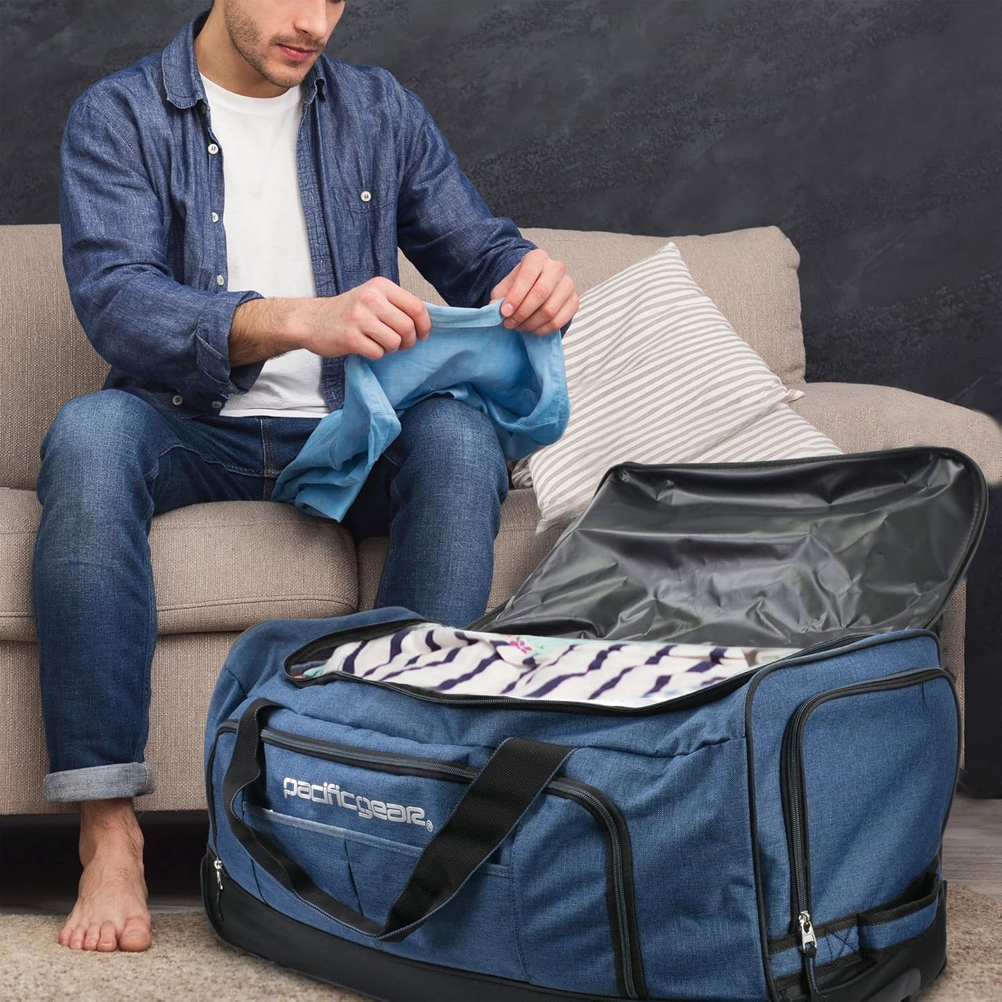 Pacific Gear Rolling Duffel Wheels, 30-inch Luggage, Hockey Bag, Heavy Duty