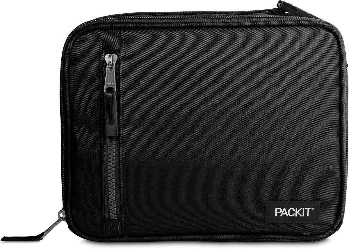 PackIt Freezable Classic Lunch Box, Black, Built with EcoFreeze® Technology, Collapsible, Reusable, Zip Closure With Zip Front Pocket and Buckle Handle, Designed for Fresh Lunches