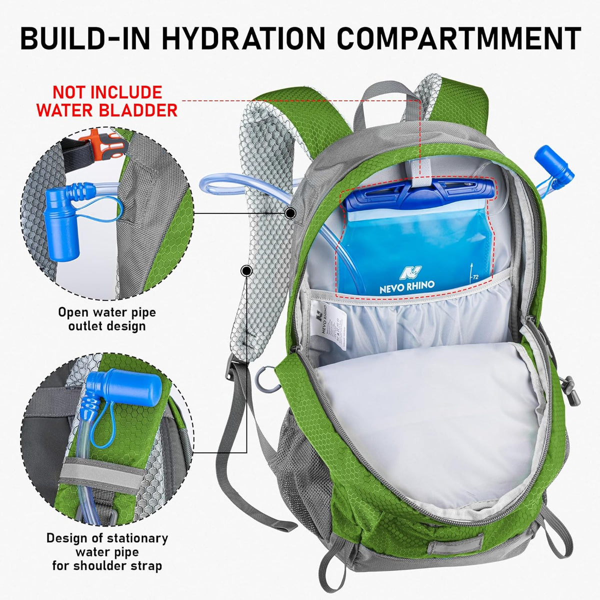 N NEVO RHINO Hiking Backpack 20L Water Resistant Outdoor Day Pack,Lightweight Travel Small Backpack for Men Women