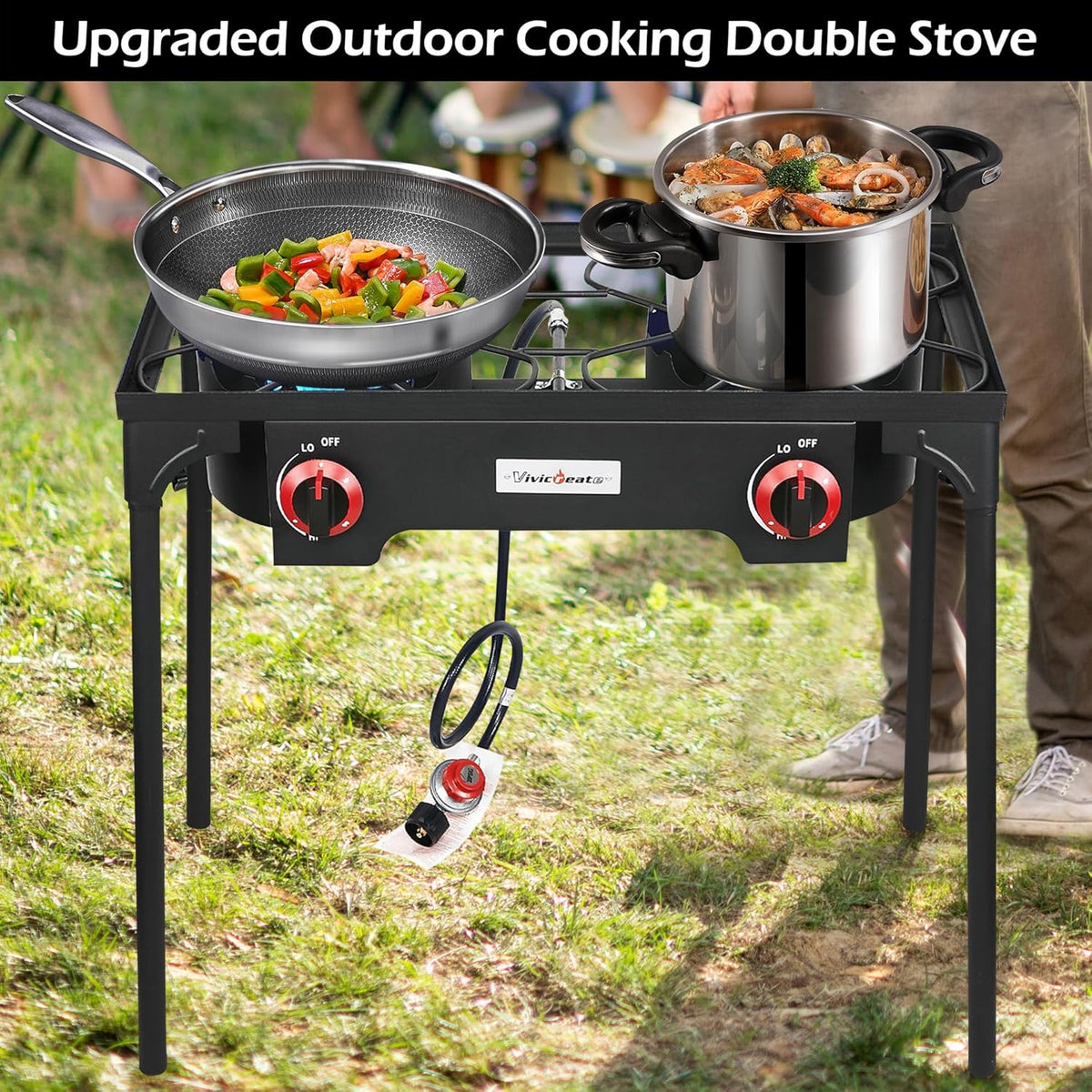 Vivicreate High Pressure Propane Gas Regulator 20 PSIG Outdoor Camping BBQ Grill Stove Burner Estufas de Gas para Cocinar Afuera Es gas propano